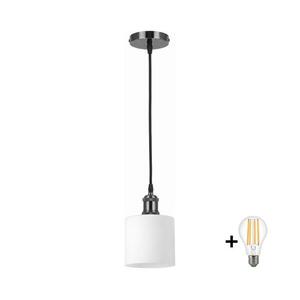 BRILAGI - LED zsinóros függőlámpa RETRO GLASS 1xE27/60W/230V Ø 10 cm fekete/fehér NSTK7006+AI0177 kép