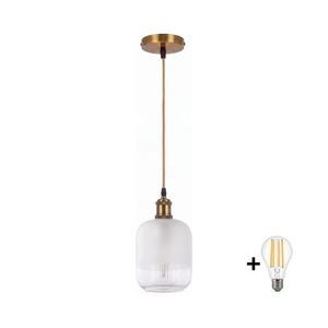 BRILAGI - LED kábeles csillár RETRO GLASS 1xE27/60W/230V átm. 14 cm arany/fehér NSTK7779+AI0178 kép