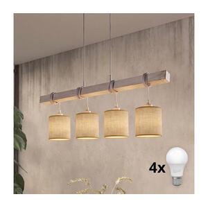BRILAGI - LED zsinóros csillár NUBILA 4xE27/60W/230V szürke/világosbarna 1xEG49927A+4xBG1584 kép