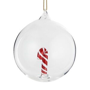 HANG ON üveg karácsonyfadísz Ø 9cm , cukorpálca kép