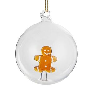 HANG ON üveg karácsonyfadísz Ø 9cm , mézeskalács figura kép