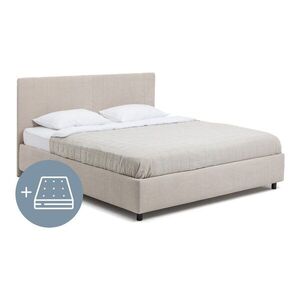 Bézs kárpitozott ágyneműtartós franciaágy matraccal, ágyráccsal 160x200 cm Myra Slim Line – Bonami Selection kép