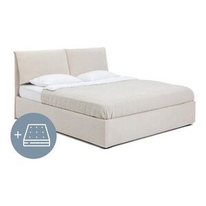 Bézs kárpitozott ágyneműtartós franciaágy matraccal, ágyráccsal 160x200 cm Thessa Pillow – Bonami Selection kép