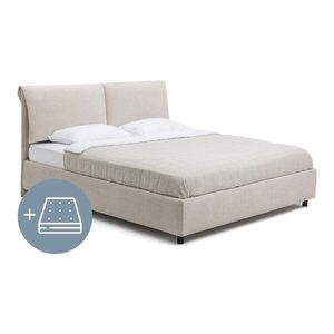 Bézs kárpitozott ágyneműtartós franciaágy matraccal, ágyráccsal 180x200 cm Myra Pillow – Bonami Selection kép