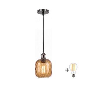 BRILAGI - LED kábeles függőlámpa RETRO GLASS 1xE27/60W/230V pr.14cm fekete/füstbarna NSTK7703+AI0177 kép