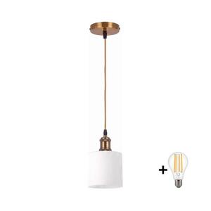 BRILAGI - LED csillár zsinóron RETRO GLASS 1xE27/60W/230V Ø 10 cm arany/fehér NSTK7006+AI0178 kép