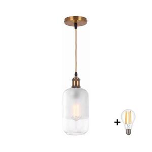 BRILAGI - LED zsinóros függeszték RETRO GLASS 1xE27/60W/230V átm. 14 cm arany/fehér NSTK7777+AI0178 kép