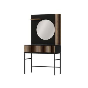 Sminkasztal tükörrel és fiókkal MEORATI 155x85 cm, fekete/artisán tölgy kép