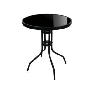 Kerek kerti asztal üveglappal ISLAND BLACK 60 cm, fekete kép