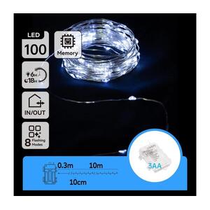 B.V. - LED kültéri fényfüzér 100 LED/8 funkció 10, 3 m IP44 hideg fehér B10303K1D kép