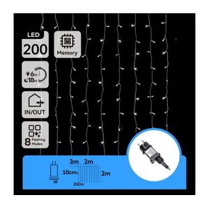 B.V. - LED kültéri fényfüzér 200xLED/8 funkciós 5x2m IP44 hideg fehér B103031NV kép