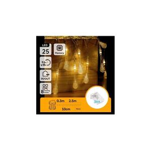 B.V. - LED kültéri karácsonyi fényfüzér 25×LED/8 funkció 3×AA 2, 5 m IP44 meleg fehér csepp alakú B10303K57 kép