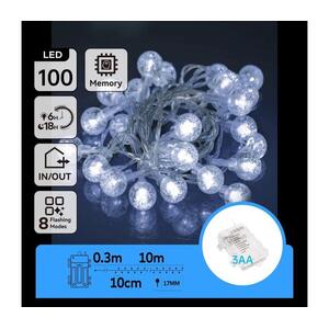 B.V. - LED kültéri fényfüzér 100xLED/3xAA/8 funkciós 10, 3 m IP44 hideg fehér B10303K4T kép