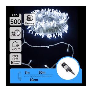 B.V. - LED kültéri karácsonyi fényfüzér, 500 LED, 8 világítási mód, 53 m, IP44, hideg fehér B103031OV kép
