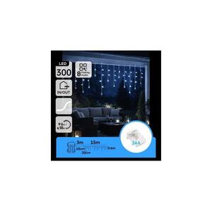 B.V. - LED kültéri karácsonyi fényfüzér 300xLED/8 funkcióval 3xAA 18x06m IP44 hideg fehér B10303K42 kép