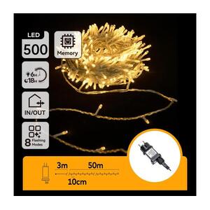 B.V. - LED kültéri karácsonyi fényfüzér, 500 LED, 8 funkciós, 53 m, IP44, meleg fehér B103031PW kép