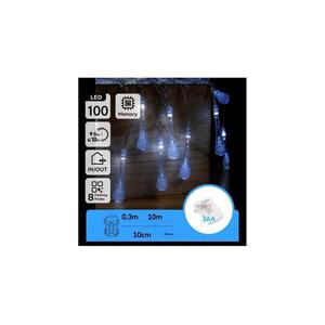 B.V. - LED kültéri karácsonyi fényfüzér 100xLED/8 világítási mód 3xAA 10m IP44 hideg fehér cseppek B10303K5C kép