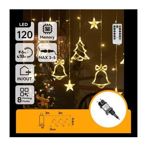 B.V. - LED kültéri karácsonyi fényfüzér 120xLED/6W/230V/8 üzemmód 3x0, 6m IP44 meleg fehér+távirányító B10303S6X kép