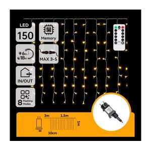 B.V. - LED kültéri karácsonyi fényfüzér 150xLED/6W/230V/8 világítási mód 1, 5x1m IP44 meleg fehér + távirányító B10303S7A kép