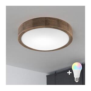 BRILAGI-LED RGBW Dimmelhető mennyezeti lámpa CARVALHO SLIM 1xE27/12W/230V tölgy átmérő 27 cm BG0854+AI0819 kép
