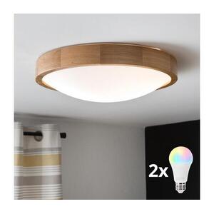 BRILAGI-LED RGBW Dimmelhető mennyezeti lámpa CARVALHO SLIM 2xE27/12W/230V tölgy átm. 37 cm BG0742+2xAI0819 kép