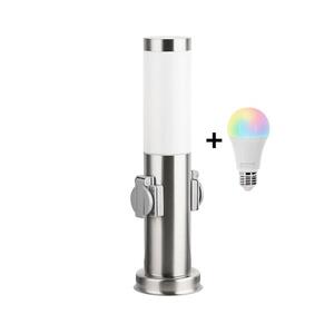 Brilagi-LED RGBW kültéri lámpa 2 aljzattal, 1x E27/12W/230V, 40 cm, IP44, matt króm BG3941+AI0819 kép