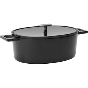 FABINI Mattia 3.0 Standard ovális öntöttvas sütőtál, fedővel, 33×25cm, fényes fekete kép