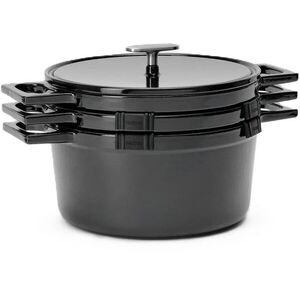 FABINI Mattia 3.0 Standard öntöttvas edénykészlet, 26cm, 4 részes, rakásolható, fényes fekete kép