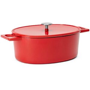 FABINI Mattia 3.0 Standard ovális öntöttvas sütőtál, fedővel, 33×25cm, fényes piros kép