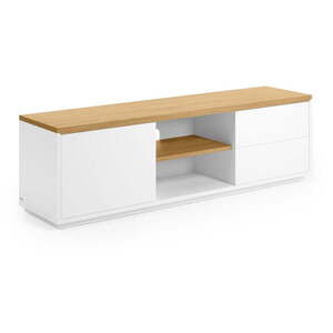 Fehér TV-állvány tölgyfa dekorral 150x44x36 cm Abilen – Kave Home kép