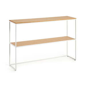 Fehér-natúr színű konzolasztal tölgyfa dekorral 30x120 cm Yoana – Kave Home kép