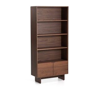 Sötét natúr színű polcos állvány diófa dekorral 90x190x35 cm Norlen – Kave Home kép