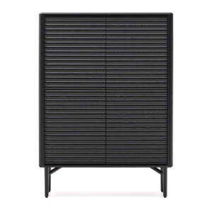 Fekete szekrény tölgyfa dekorral 104, 5x144x40 cm Lenon – Kave Home kép