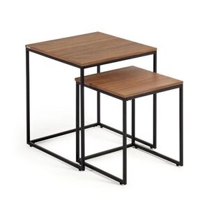 Tárolóasztal szett diófa dekoros asztallappal, 2 db-os 45x45 cm Yoana – Kave Home kép