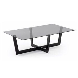 Fekete dohányzóasztal üveg asztallappal 70x120 cm Plam – Kave Home kép