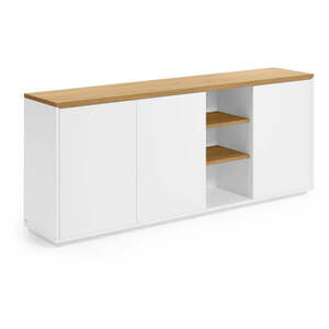 Fehér komód tölgyfa dekorral 180x75x36 cm Abilen – Kave Home kép