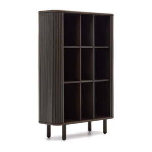 Sötétbarna szekrény tolóajtóval kőrisfa dekorral 110x160x40 cm Mailen – Kave Home kép