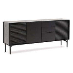 Fekete komód tölgyfa dekorral 200x86x45 cm Lenon – Kave Home kép