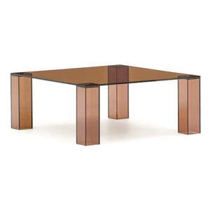 Barna üveg dohányzóasztal 85x85 cm Adularia – Kave Home kép