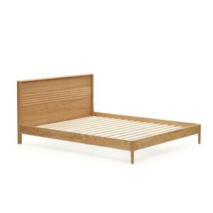 Natúr színű tölgyfa franciaágy ágyráccsal 180x200 cm Lenon – Kave Home kép
