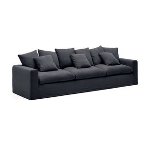 Antracitszürke len kanapé 340 cm Nora – Kave Home kép