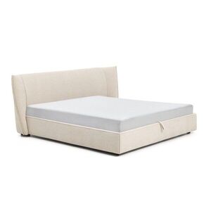 Bézs kárpitozott ágyneműtartós zsenília franciaágy ágyráccsal 180x200 cm Arvian – Kave Home kép