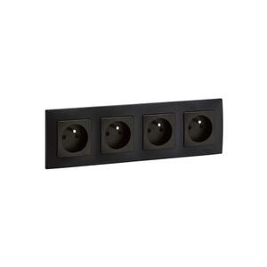 Legrand - Négyes háztartási dugaszolóaljzat 250V/16A NILOE fekete LR0015+LR0001+LR0001+LR0001+LR0001 kép
