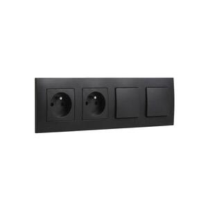 Legrand - Dupla fali aljzat 250V/16A és dupla egypólusú kapcsoló, 1. sz. NILOE LR0015+LR0001+LR0001+LR0006+LR0006 kép