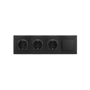 Legrand-Háromos háztartási SCHUKO dugalj 250V/16A és 1-es egypólusú kapcsoló NILOE LR0015+LR0114+LR0114+LR0114+LR0006 kép