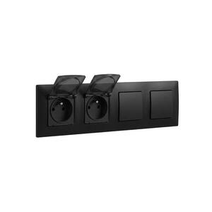 Legrand-Dupla kültéri aljzat 250V/16A és dupla egypólusú kapcsoló 1-es NILOE LR0015+LR0003+LR0003+LR0006+LR0006 kép