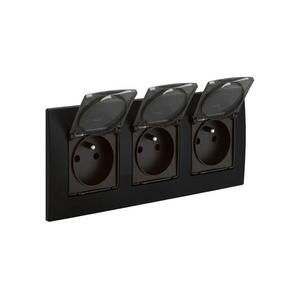 Legrand - NILOE három aljzatos kültéri dugalj 250V/16A IP44 fekete LR0014+LR0003+LR0003+LR0003 kép