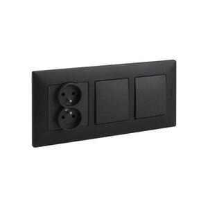 Legrand -Dupla egypólusú kapcsoló 1-es és dupla aljzat 250V/16A NILOE fekete LR0014+LR0002+LR0006+LR0006 kép