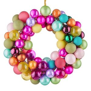 X-MAS üveggömb koszorú, színes Ø25cm kép