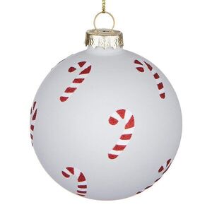 HANG ON üveg karácsonyfadísz, Candy Cane fehér 8cm kép